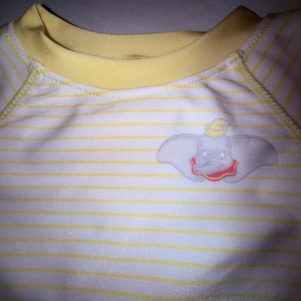 Disney Baby Dumbo Rash Guard Set Kids 3-6M Yellow New UPF‎ 50+ 2pc Swimsuit